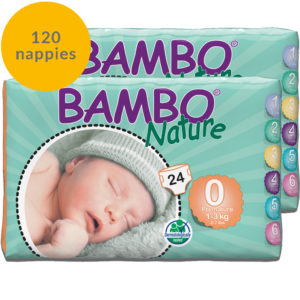 120 Bambo Nature size 0 nappies fortnight