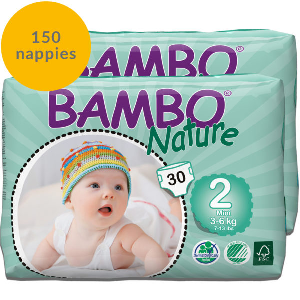 150 Bambo Nature size 2 nappies month pack