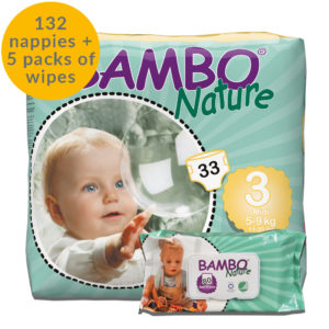 Bambo nature size 3 nappies and wipes month bundle
