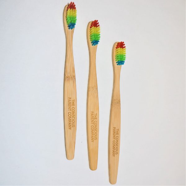 environmentally friendly toothbrush rainbow organic three brushes