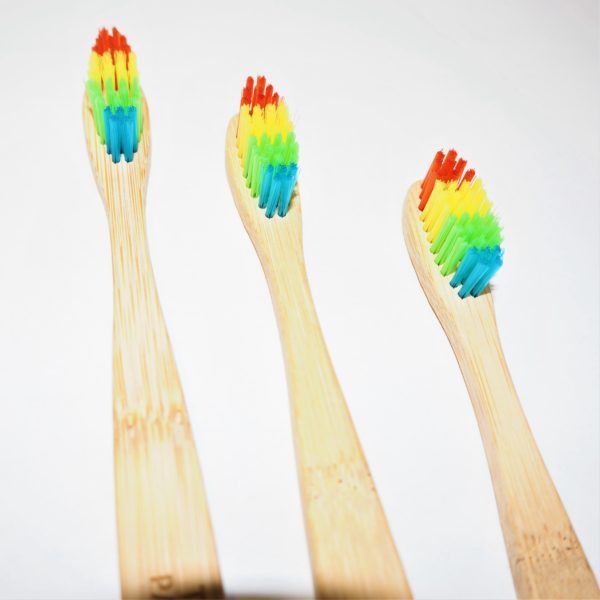 rainbow bamboo toothbrush children's bright toothbrudh