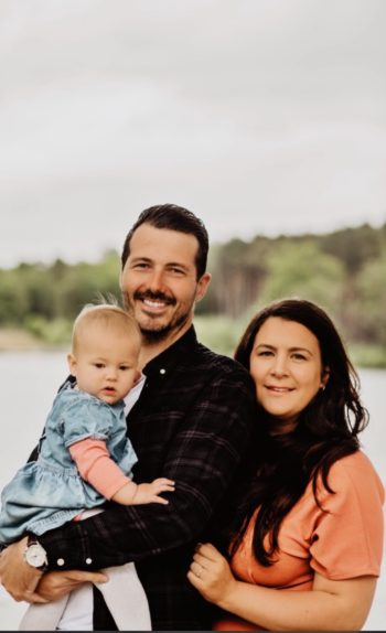 lyndesy her husband and their rainbow baby