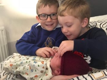 Three little boys home birth