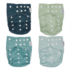 Set of 4 colours of nature set reusable nappies