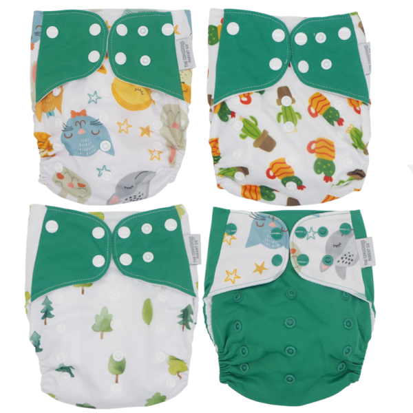 Set of 4 green by nature reusable nappies