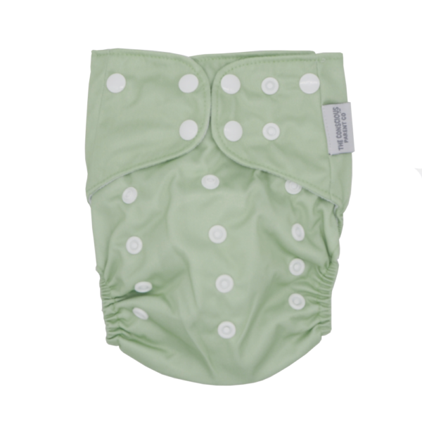 mint green reusable cloth nappy