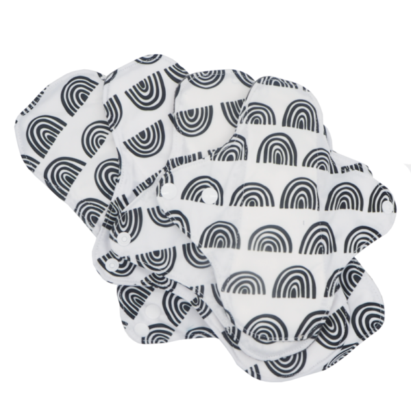 Set of 4 black rainbows reusable cloth sanitary pads