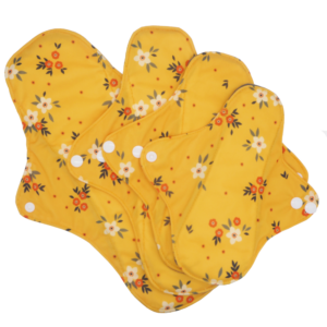 Set of 4 orange daisies reusable cloth sanitary pads