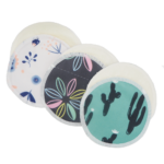 Set of 3 bamboo terry reusable breast pads in leaves print