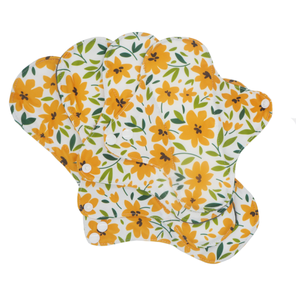 Set of 4 orange flowers reusable cloth sanitary pads