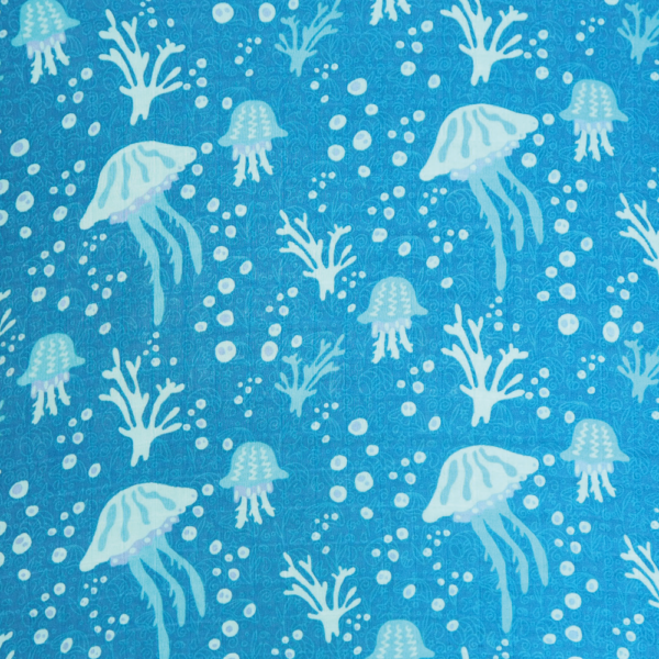 Set of 5 under the sea designs reusable bamboo muslin squares