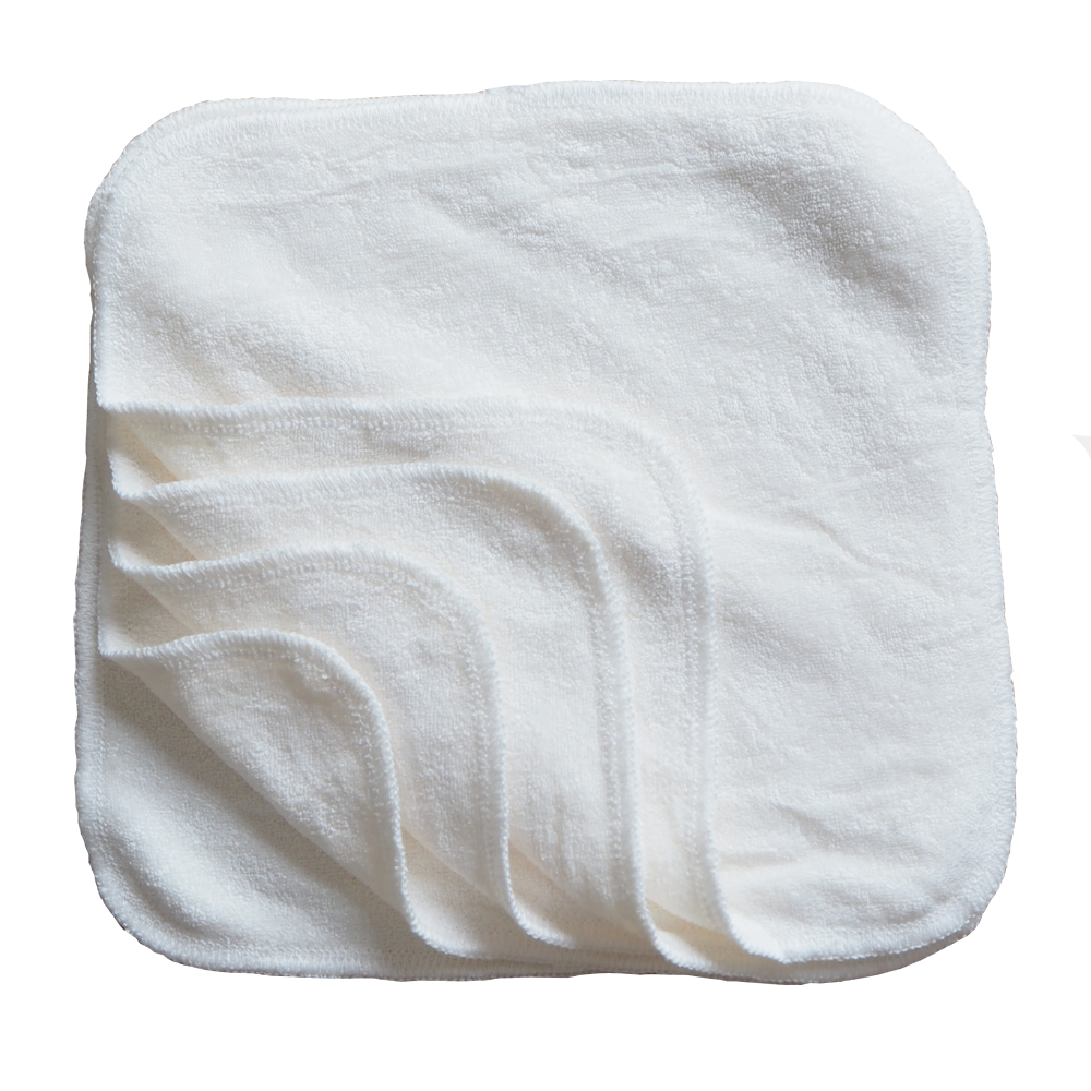 Pack of 5 reusable bamboo terry wipes