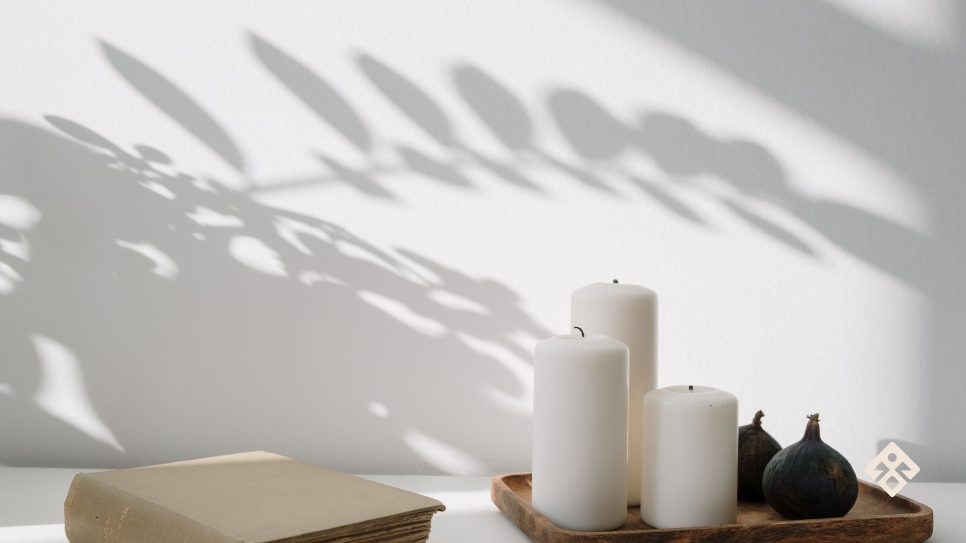 non-toxic candles on a wooden tray, creating a peaceful atmosphere in a conscious family home